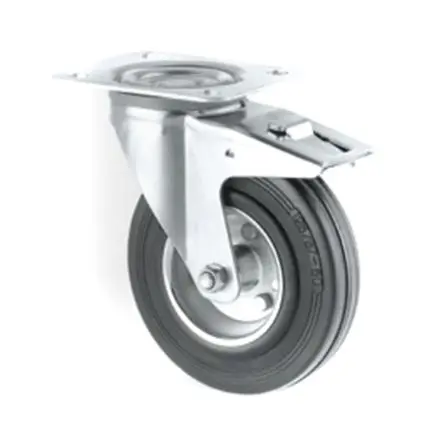 Produktfoto 1 von Tente Gebremst, schwenkbar Rolle, Rad ø 200 mm, 205 kg, Ges H. 240 mm, Rad B. 30 mm, Vollgummi