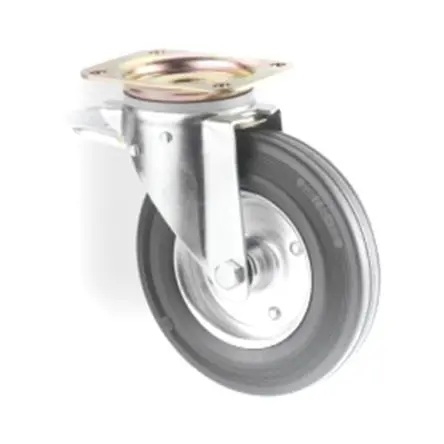 Produktfoto 1 von Tente Gebremst, schwenkbar Rolle, Rad ø 200 mm, 205 kg, Ges H. 240 mm, Rad B. 50 mm, Vollgummi