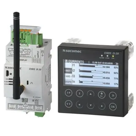 Produktfoto 1 von Socomec DIRIS D-30 Energiemessgerät LCD 92 mm x 92 mm Arbeitsplatz Monitor / 3-phasig 2 Ausg. 2 Eing.