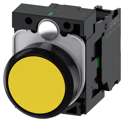 Siemens SIRIUS ACT 3SU11 Drucktasten-Kompletteinheit Frontplattenmontage Ø 22 mm, SPST Gelb, IP69K, IP40, IP66