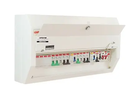 Produktfoto 1 von Contactum 14 Defender Verbrauchereinheit aus Stahl, 100A BS EN 61439-3