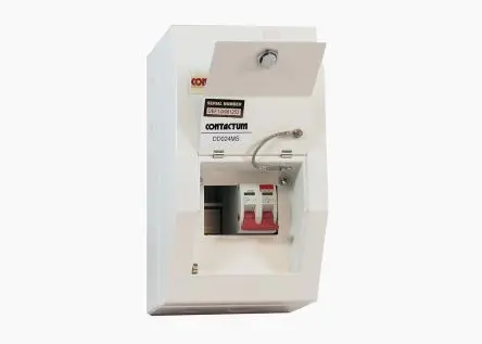 Produktfoto 1 von Contactum 2 Defender Verbrauchereinheit aus Stahl, 63A BS EN 61439-3 IP4X