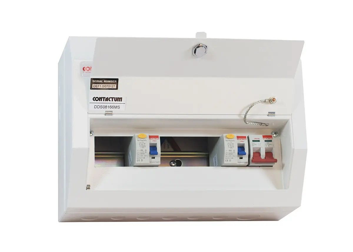 Produktfoto 1 von Contactum 8 Defender Verbrauchereinheit aus Stahl, 100 A BS EN 61439-3