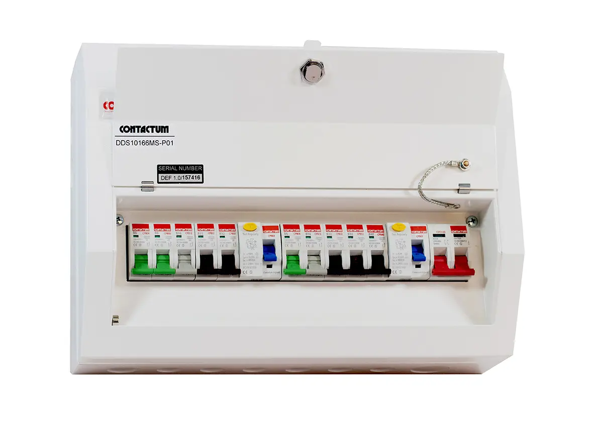 Produktfoto 1 von Contactum 10 Defender Verbrauchereinheit aus Stahl, 100 A BS EN 61439-3