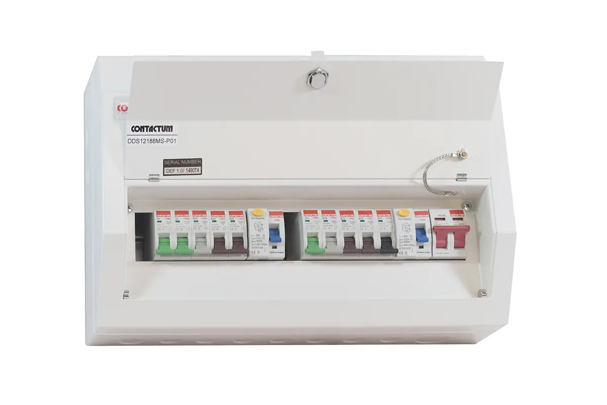 Produktfoto 1 von Contactum 12 Defender Verbrauchereinheit aus Stahl, 100 A BS EN 61439-3
