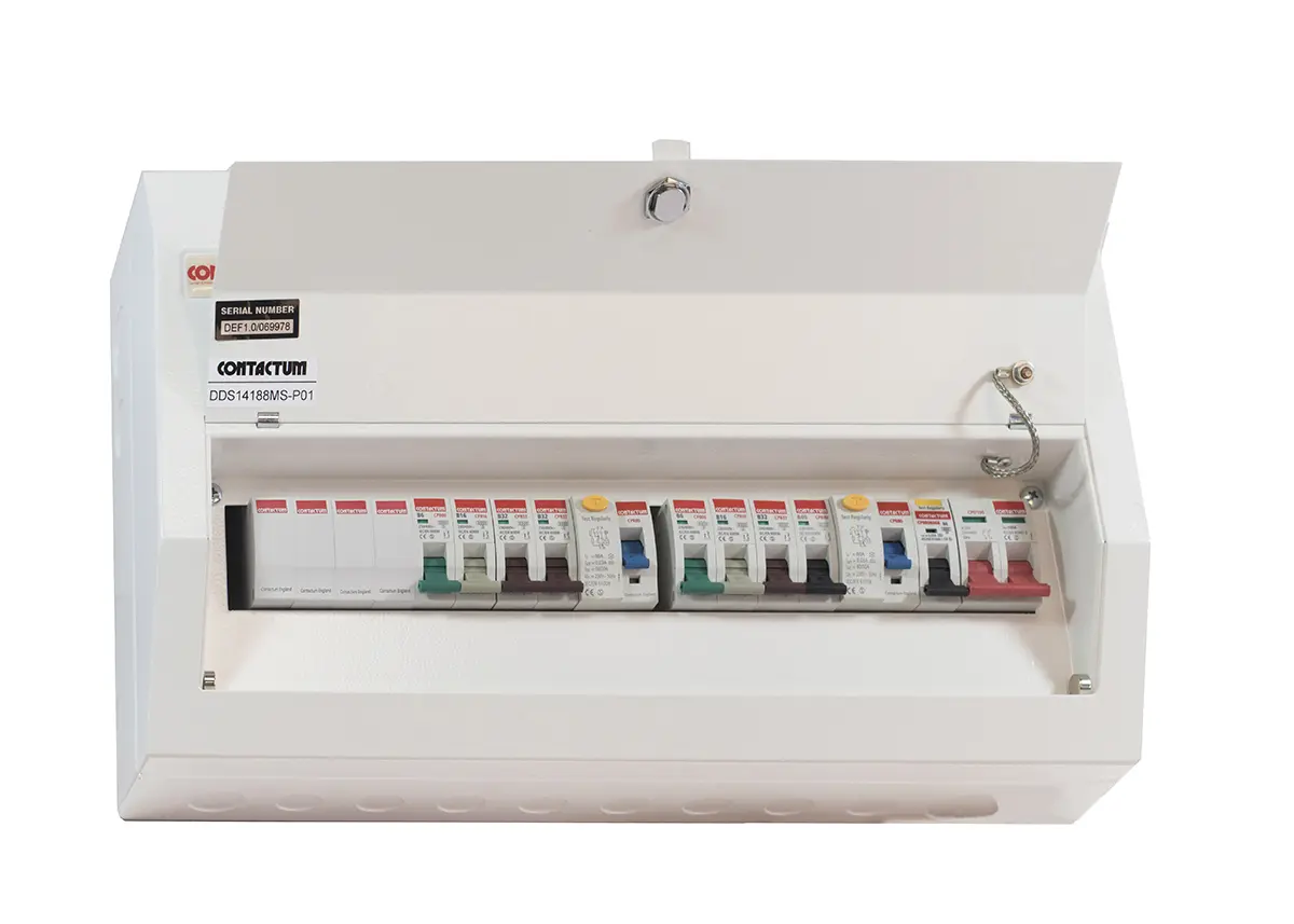 Produktfoto 1 von Contactum 14 Defender Verbrauchereinheit aus Stahl, 100 A BS EN 61439-3