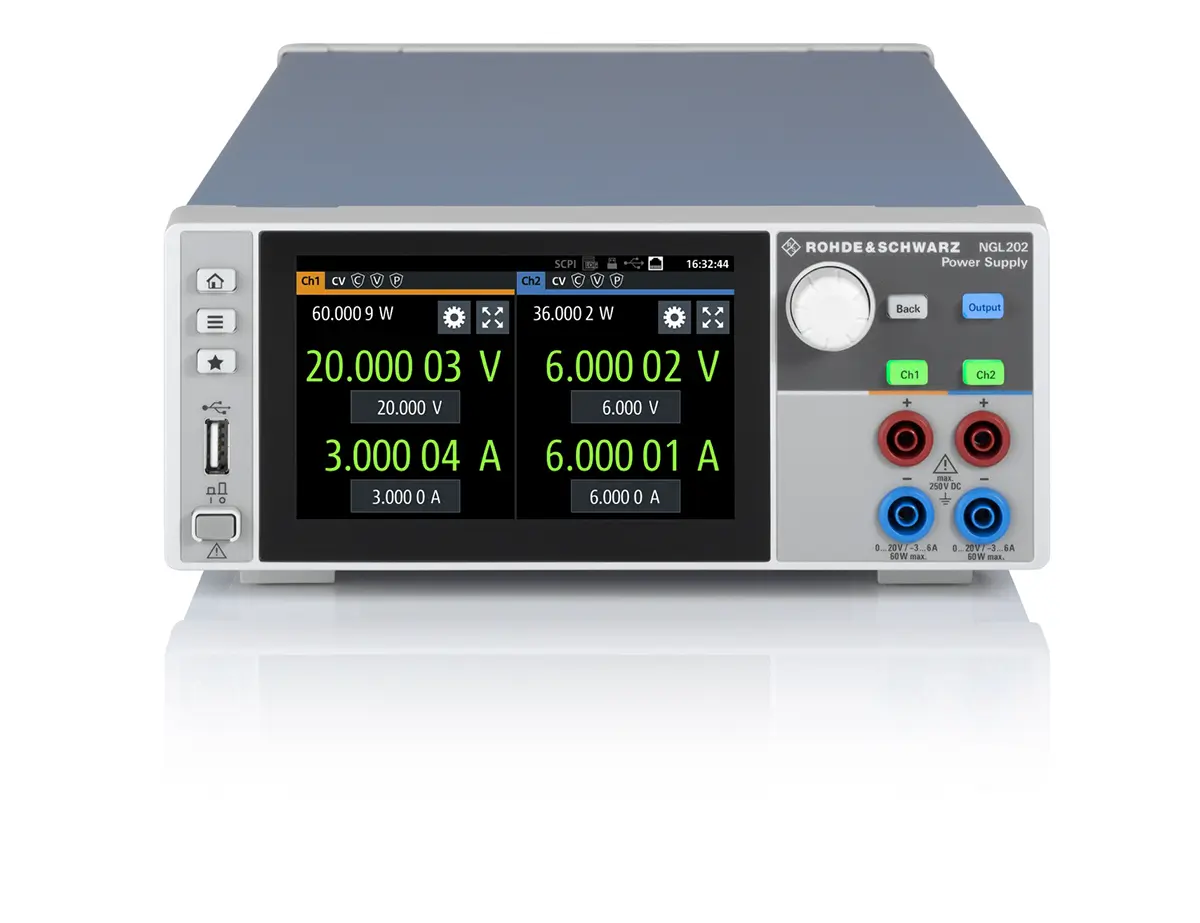 Produktfoto 1 von Rohde & Schwarz NGL202 2-Kanal Digital Labornetzgerät 120W, 0 → 20V / 6A