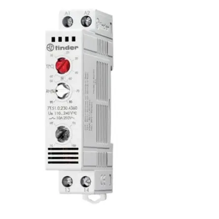 Produktfoto 1 von Finder 7T Schaltschrank-Thermostat 20 A / 250V Nein, 60 °C, -45 °C 110V ac/dc, 240 V ac/dc