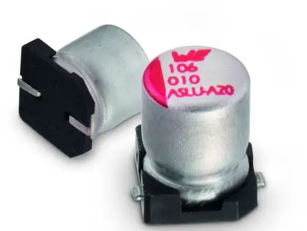 Produktfoto 1 von Wurth Elektronik WCAP-ASLU Oberfläche Kondensator 10 μF Lot 20 % / 16V dc, Ø 3 mm x 5.5 mm x 5.5 mm, 85 °C