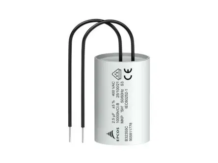 Produktfoto 1 von TDK B32355C 2 μF 400V ac 400 V dc S3 Folienkondensator, Anschlusskabel 2