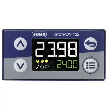 Jumo diraTRON PID Temperaturregler Frontplattenmontage 2, 2 x 1 Relais Ausgang/ Analog Eingang 240V ac/dc PID-Controller