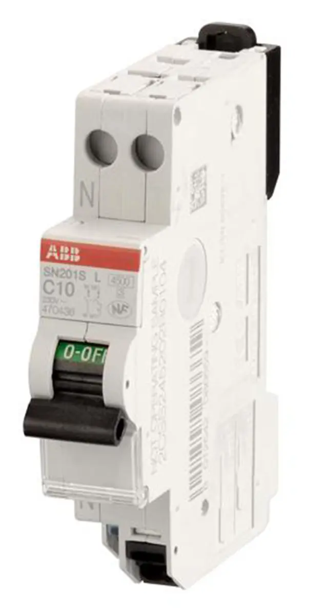 Produktfoto 1 von ABB SN201 Miniaturüberlastschalter Typ D, Pol 1-polig 10 A 230 V ac, Abschaltvermögen 6 kA SN201