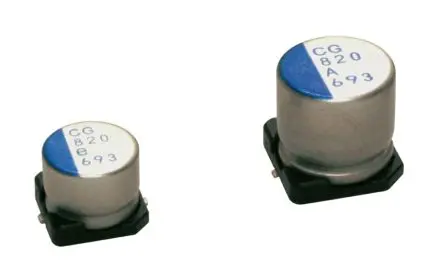 Produktfoto 1 von Nichicon CG, Oberfläche Polymerkondensator 2.2 mF ±20 % / 6.3V dc, Ø 10 mm, -55 °C → 105 °C