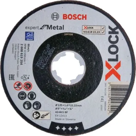 Produktfoto 1 von Bosch X Lock Aluminiumbeschichtet Ø 125 mm / Stärke 1.6 mm, Korngröße 25 Sehr Fein 25 pro Paket