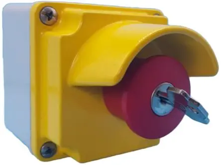 Produktfoto 1 von Lovato LPZM Not-Aus-Drucktaster, Oberfläche, Ø 21 mm, Öffner, Gelb, Rot IP66, IP67, 108mm, x 80 mm, Dreh-Reset