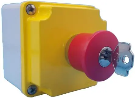 Produktfoto 1 von Lovato LPZM Not-Aus-Drucktaster, Oberfläche, Ø 21 mm, Öffner, Gelb, Rot IP66, IP67, 73mm, x 80 mm, Schlüsselentriegelung