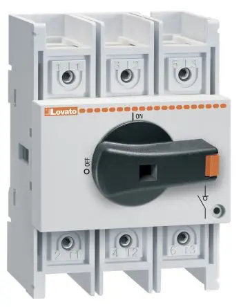 Produktfoto 1 von Lovato GA Trennschalter 3-polig DIN-Hutschiene 160A 45 kW Schwarz IP20 3-phasig