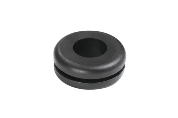 Produktfoto 1 von HellermannTyton HV Kabeltülle 0.8 mm min., Typ Kabeltülle bis Ø 12 mm Loch ø 19 mm Polyvinylchlorid Schwarz -30 °C min.