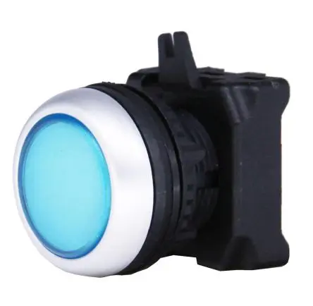 Produktfoto 1 von RS PRO RSEG Drucktastenkopf Ø 22 mm, Blau Federrückstellung Rund Rund Kunststoff, IP65