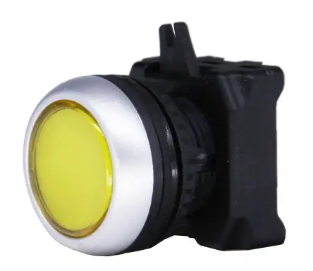 Produktfoto 1 von RS PRO RSEG Drucktastenkopf Ø 22 mm, Gelb Federrückstellung Rund Rund Kunststoff, IP65