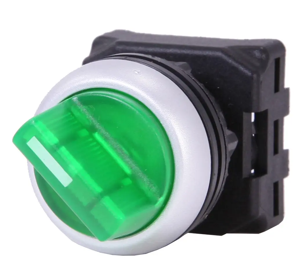 Produktfoto 1 von RS PRO Wählschalterkopf Beleuchtet Grün 2-Positionen 22mm Rastend