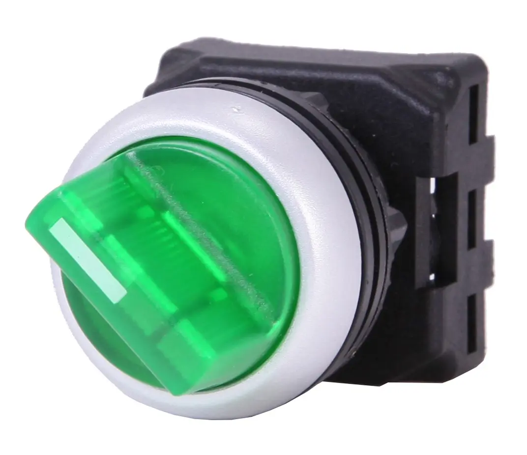 Produktfoto 1 von RS PRO Wählschalterkopf Beleuchtet Grün 2-Positionen 22mm Federrückstellung