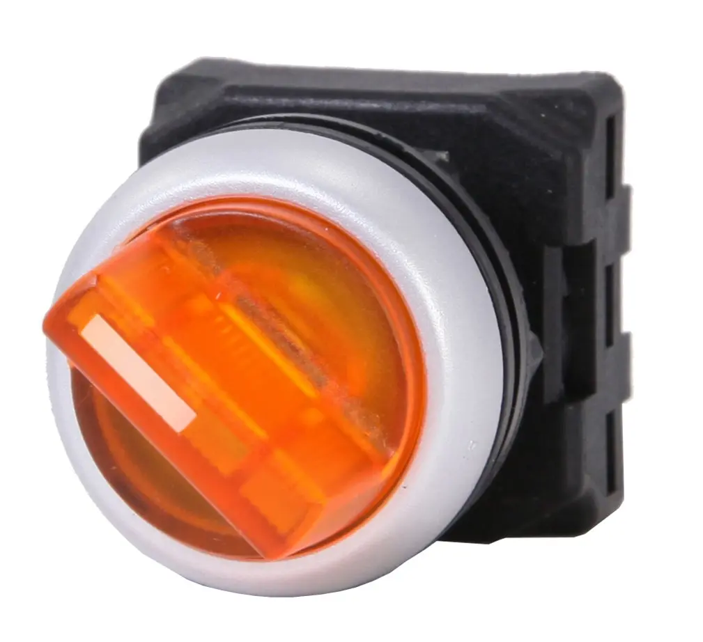 Produktfoto 1 von RS PRO Wählschalterkopf Beleuchtet Gelb 2-Positionen 22mm Federrückstellung
