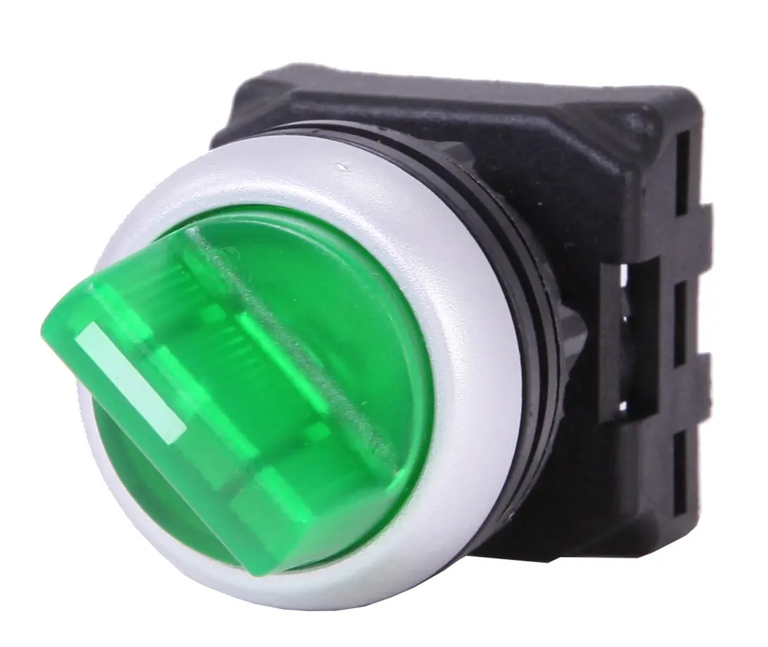 Produktfoto 1 von RS PRO Wählschalterkopf Beleuchtet Grün 3-Positionen 22mm Rastend