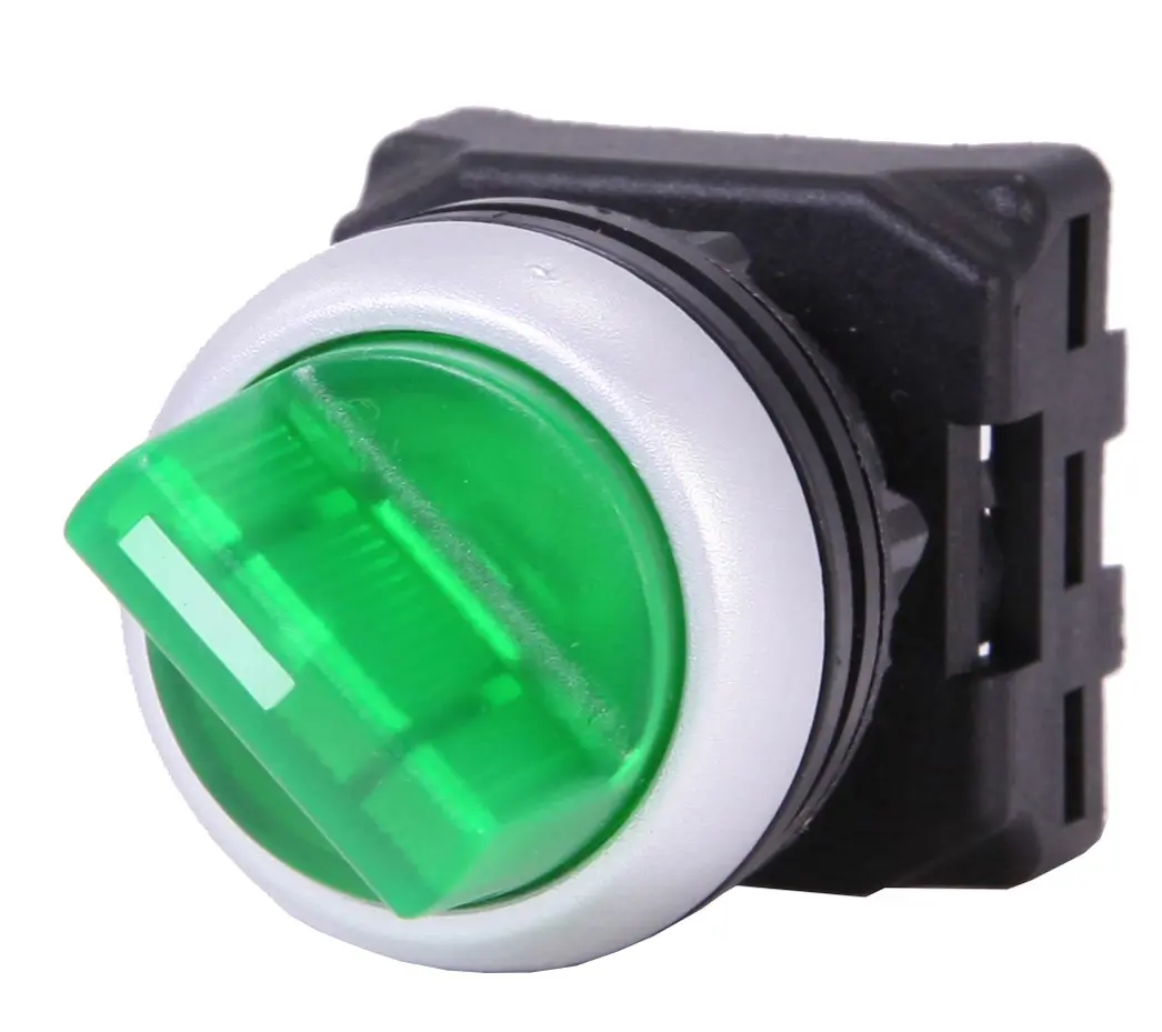 Produktfoto 1 von RS PRO Wählschalterkopf Beleuchtet Grün 3-Positionen 22mm Federrückstellung
