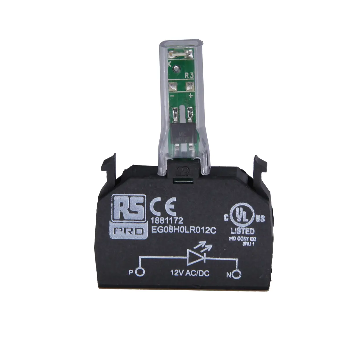 Produktfoto 1 von RS PRO Lichtblock Anzeigenblock LED Bernsteingelb beleuchtet 12V ac/dc