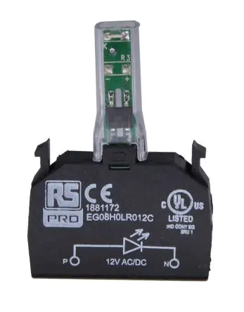 Produktfoto 1 von RS PRO Lichtblock Anzeigenblock LED Grün beleuchtet 240V ac Draht