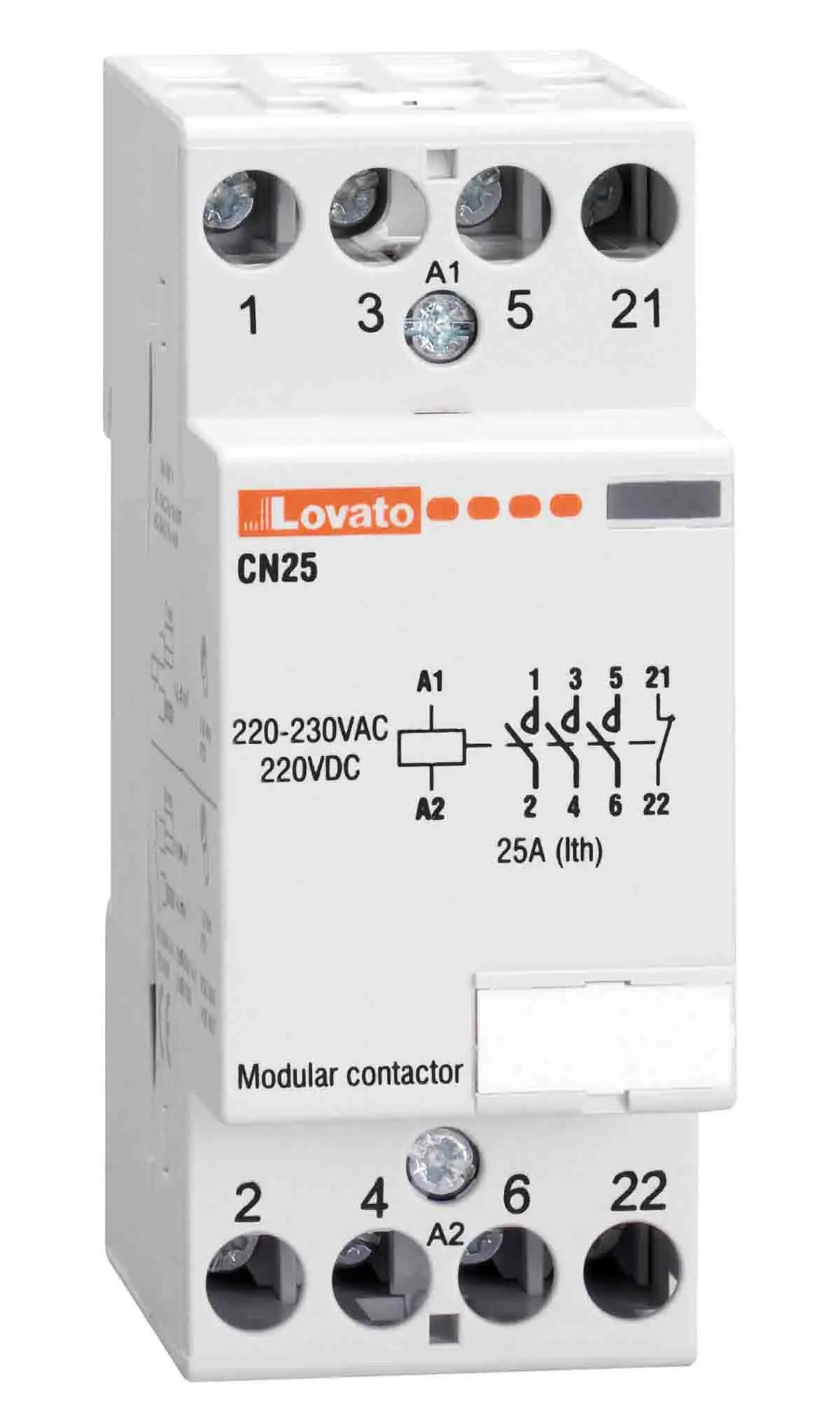 Produktfoto 1 von Lovato CN Schütz 24 V ac/dc-Spule, 4-polig, 110V ac / 25 A 24 V ac/dc 4 Schließer Motorsteuerung 4-Hilfskontakte