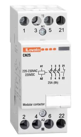 Produktfoto 1 von Lovato CN Schütz 24V ac/dc-Spule, 4-polig, 110V ac / 25 A 24V ac/dc 4 Schließer Motorsteuerung 4-Hilfskontakte
