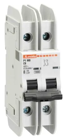 Produktfoto 1 von Lovato P1MB Miniaturüberlastschalter Typ C, Pol 2-polig 10A 400V ac, Abschaltvermögen 10 kA 125 V dc