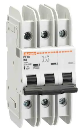 Produktfoto 1 von Lovato P1MB Miniaturüberlastschalter Typ C, Pol 3-polig 1A 400V ac, Abschaltvermögen 10 kA 125 V dc