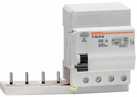 Produktfoto 1 von Lovato P1RA FI-Schutzschalter, 4-polig, 40A, 30 mA Typ A EAC, IEC/EN 61009-1, TUV-SUD