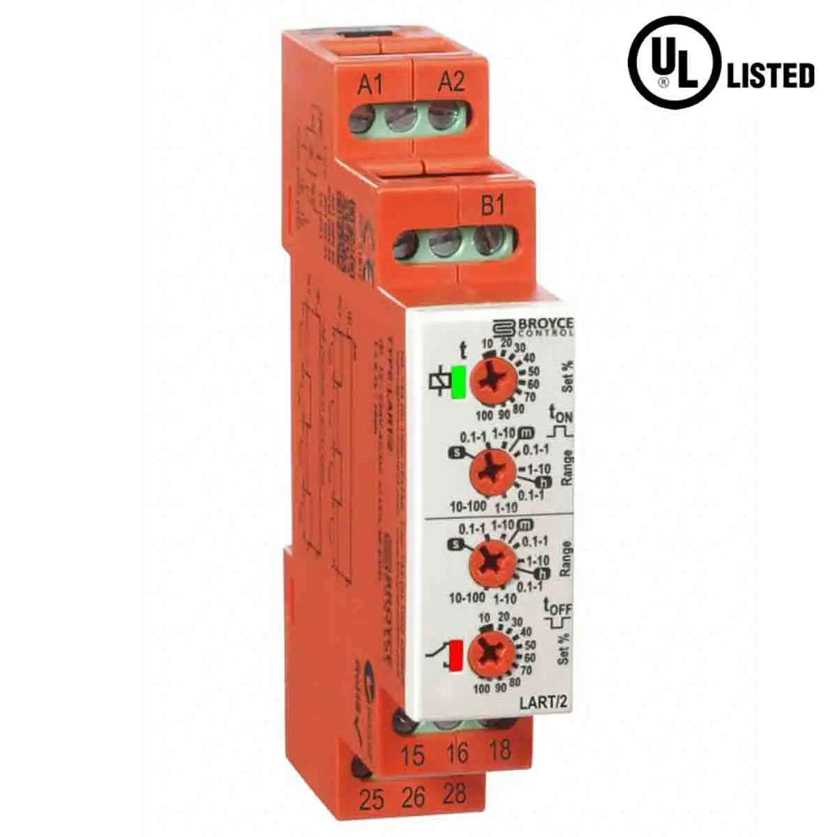 Produktfoto 1 von Broyce Control LART/2 Zeitrelais, DIN-Schienen, 0.1 s → 100h, 24 → 230 V ac/12 → 230V dc, 2 Kont.