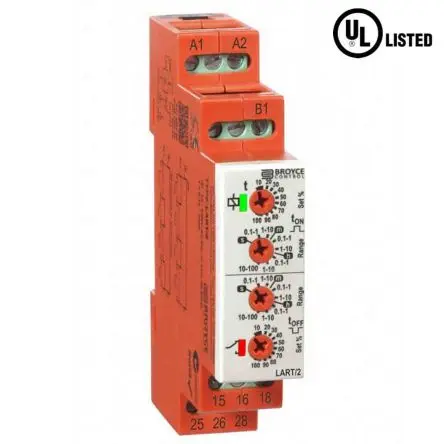 Produktfoto 1 von Broyce Control LART/2 Zeitrelais, DIN-Hutschiene 12 to 230 V dc 230V ac, 24 V ac, 0.1 s to 100 h, 2 Kont. Multifunktion,