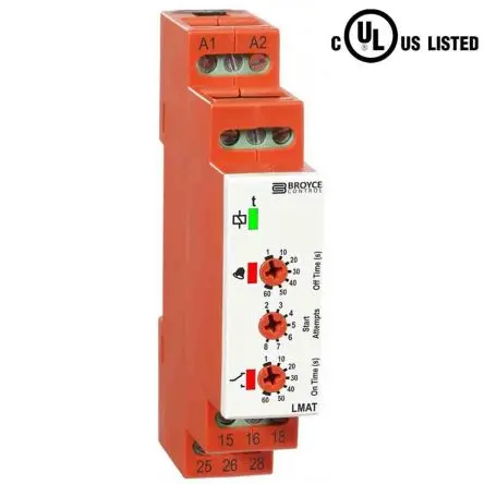 Produktfoto 1 von Broyce Control LMAT Zeitrelais, DIN-Hutschiene 12 to 48 V dc 12V ac, 48 V ac, 1 to 60 s, 1 Kont. 1, 1-poliger Umschalter