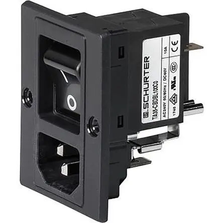 Schurter DG11 IEC-Steckverbinder C18, C14 250V, Vertikal Stecker, Frontplattenmontage 15A, 2-polig