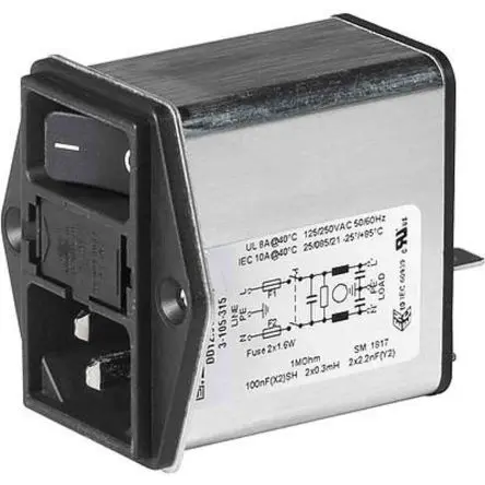 Schurter 10A C14 IEC-Steckverbinder mit 2-Pol Schalter 5 x 20 mm Sicherung, 250V ac, Schraubanschlussklemme