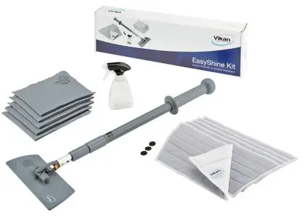 Produktfoto 1 von Vikan Easyshine Kit 605 mm Staubwischer, Grau Mopp und Stiel, Anwend. Fliese, Badewanne, Reinigung, Spiegel, Gebogene