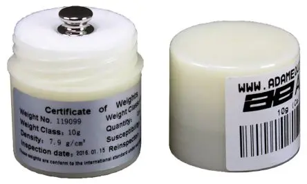 Produktfoto 1 von Adam Equipment Co Ltd Prüfgewicht 10g für Waagen, 10 g, Klasse F1, Edelstahl