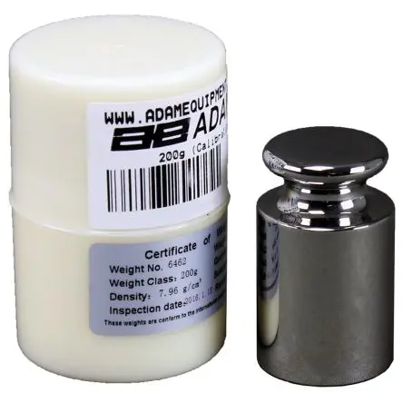 Produktfoto 1 von Adam Equipment Co Ltd Prüfgewicht 200g für Waagen, 200 g, Klasse F1, Edelstahl