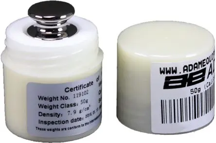 Produktfoto 1 von Adam Equipment Co Ltd Prüfgewicht 50g für Waagen, 50 g, Klasse F1, Edelstahl