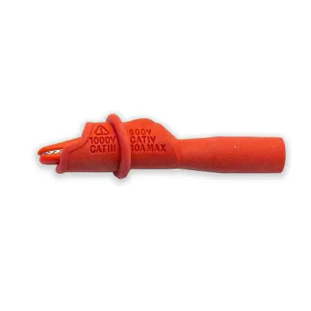 Produktfoto 1 von Mueller Electric Edelstahl 8.9 mm Krokodilklemme, Rot, 10A Isoliert