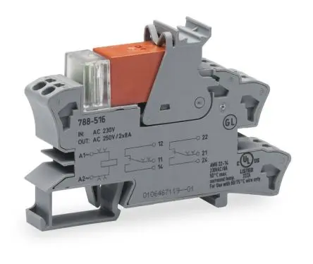 Produktfoto 1 von WAGO 788 Interface Relais 24V ac, 2-poliger Umschalter DIN-Hutschiene 34mA