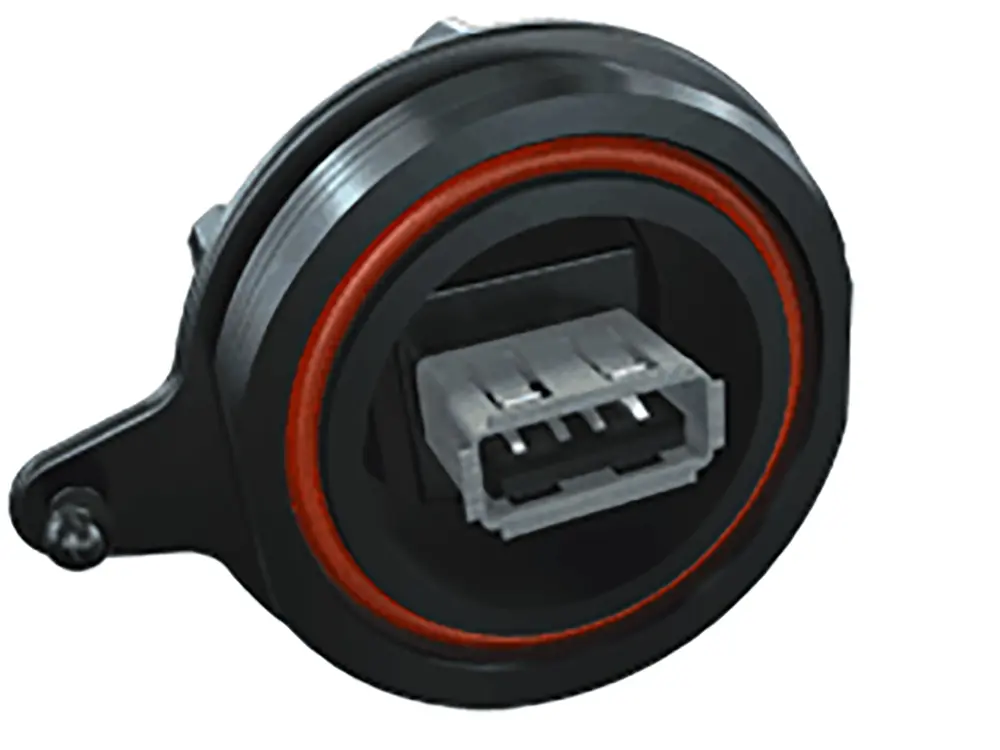 Produktfoto 1 von Samtec, Gerade SCRU USB-Steckverbinder Buchse USB-Typ A auf B 1, Panel USB 2.0 IP68