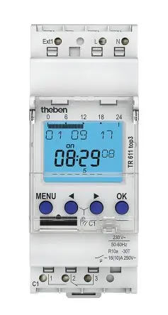 Produktfoto 1 von Theben Digital TR 611 Top3 DIN-Schienen-Zeitschaltuhr 230V ac, Wöchentlich, 1-Kanal, DuoFix Feder, 84 Speicherplätze