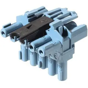 Wieland GST18i Beleuchtungssteckverbinder, Haken Buchse, T-Verteiler 20A, Kontakte: 5 IP20, Anz.Ausl. 5, Blau